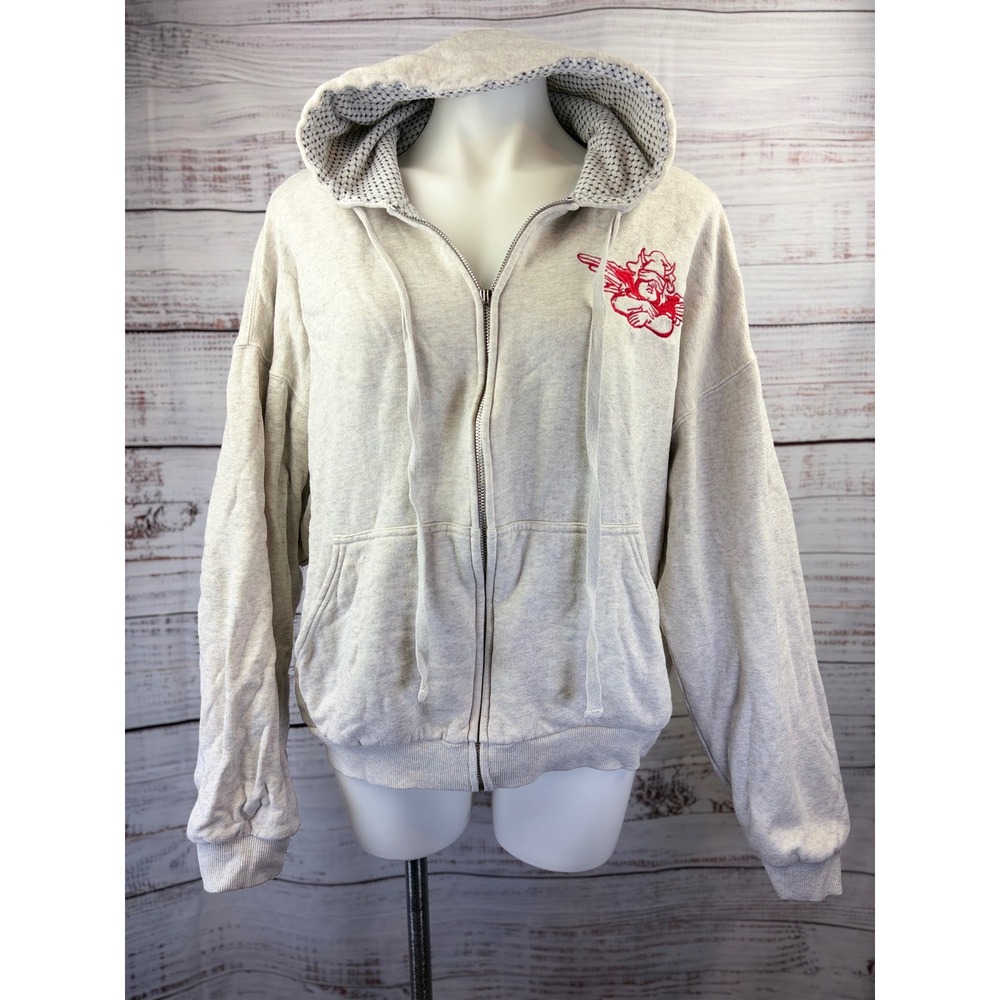 Boys Lie All That Baggage Zip Up Hoodie Gray Graphic Sweatshirt Womens XS/S FLAW